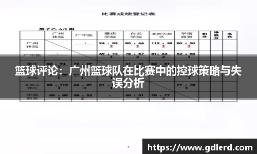 篮球评论：广州篮球队在比赛中的控球策略与失误分析