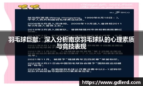 羽毛球巨献：深入分析南京羽毛球队的心理素质与竞技表现