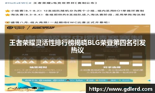 王者荣耀灵活性排行榜揭晓BLG荣登第四名引发热议