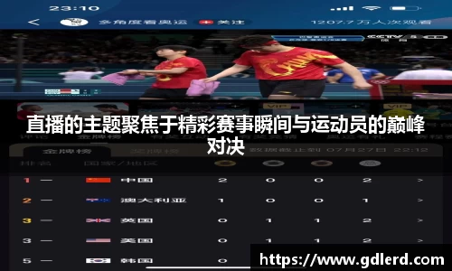 直播的主题聚焦于精彩赛事瞬间与运动员的巅峰对决